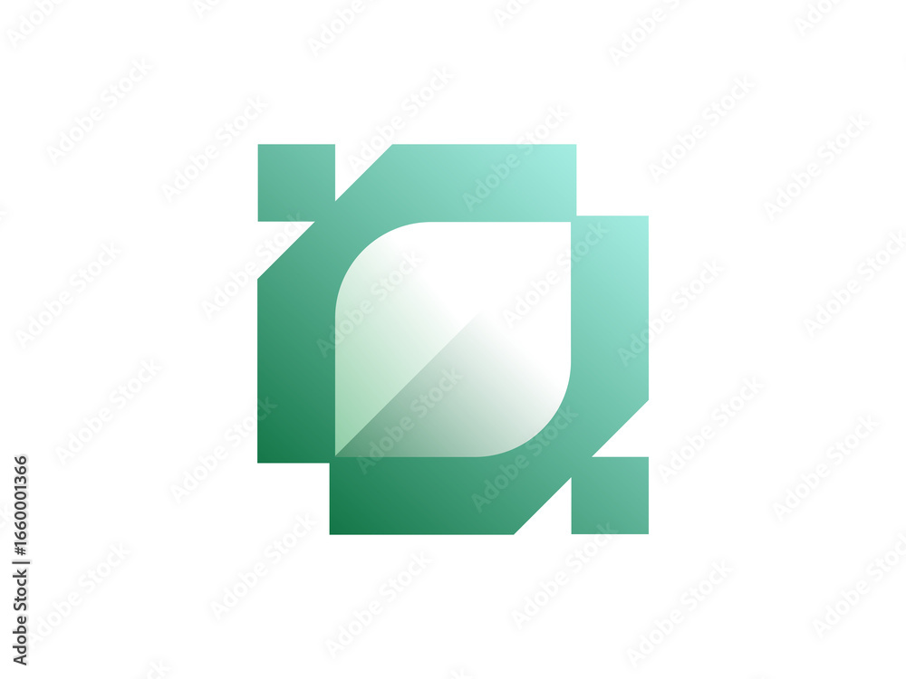Fototapeta premium Abstract Square Leaf Logo – Green Technology & Digital Solutions