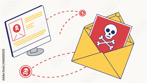 Malicious Email with Skull and Crossbones Symbol.