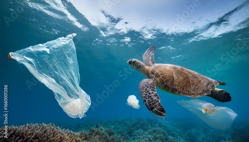 difference between a jellyfish and a plastic bag seen floating underwater but a turtle cannot distinguish between them