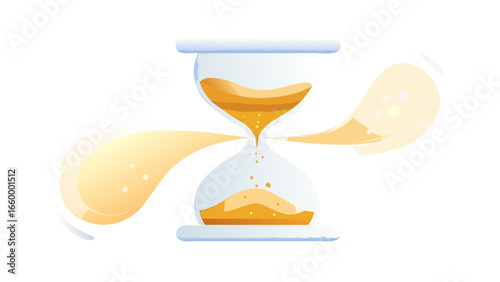 Glowing hourglass with flowing sand time