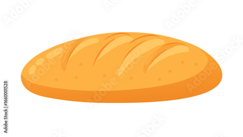 Golden loaf of bread with scored crust baked food
