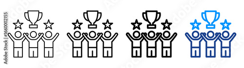 Team Success Icon Different Style Outline Collection Set