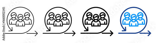 Agile Team Icon Different Style Outline Collection Set