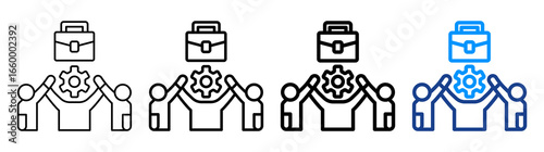 Cuadro en lienzo Cooperative Work Icon Different Style Outline Collection Set