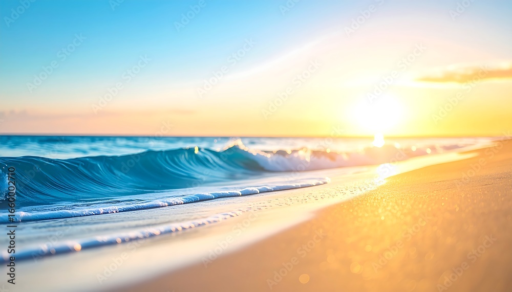 Obraz premium Sunset Ocean Wave Beach Sand.