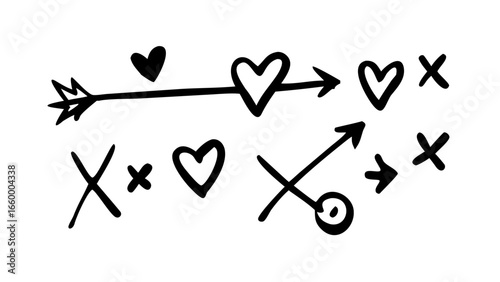 Hand drawn with mixed arrows symbol direction