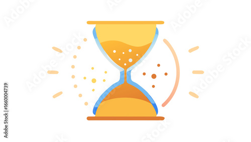 Hourglass with falling sand and glowing particles time