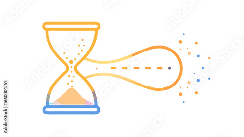 Hourglass with flowing particles time sand