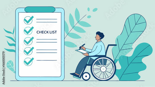 Person in Wheelchair Completing Checklist.