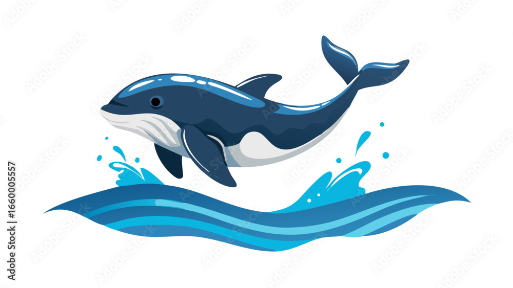 Obraz premium Majestic whale breaching blue waves orca killer whale