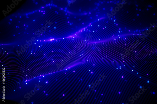 Abstract 3d neon technology background with data streaming and light