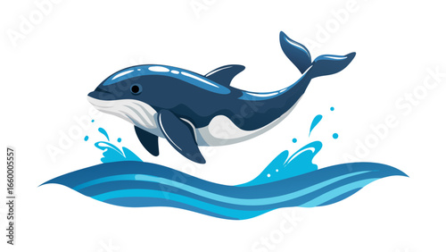 Majestic whale breaching blue waves orca killer whale