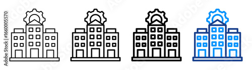 Condominium Management Icon Different Style Outline Collection Set