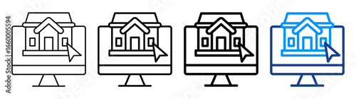 Online Property Icon Different Style Outline Collection Set