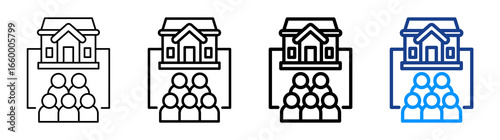 Community Property Icon Different Style Outline Collection Set