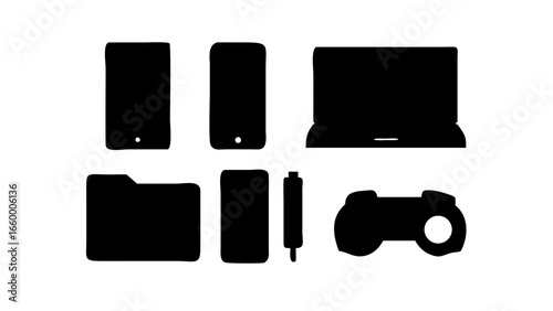 Minimalist black silhouette of a dog animal