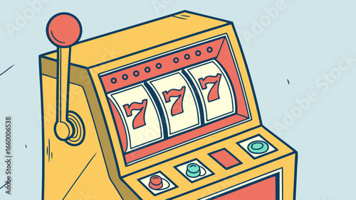 Retro Slot Machine with Lucky Seven Symbols.