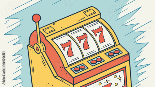 Retro Slot Machine with Lucky Triple Sevens.