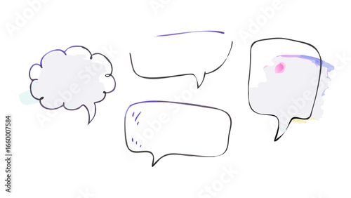 Pastel watercolor speech bubbles shapes communication