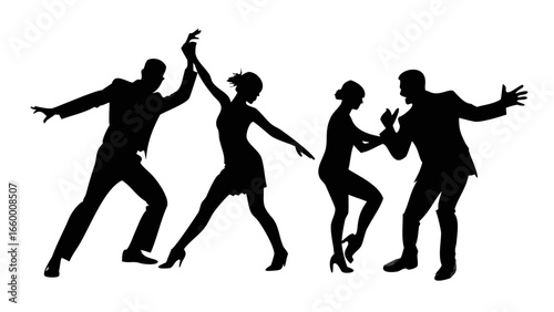 Professional dancers performing a lively routine dancing