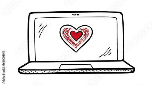 Red Heart Doodle love symbol