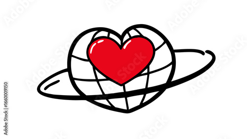 Red heart with glossy highlights love symbol
