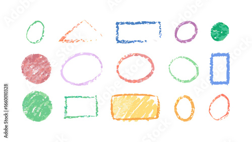 Textured crayon shapes in various colors isolated cutout