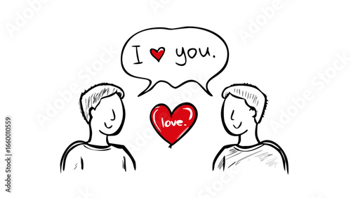 Two people confessing love with heart confession romance