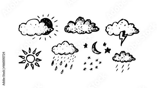 Vintage Weather Cloud with Lightning Bolt storm