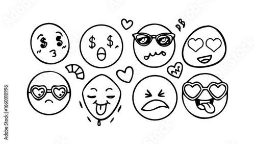 Whimsical Doodle Faces emoji cartoon
