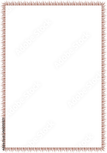 Abstract mocha leaflike border frame around white space evokes a natural design