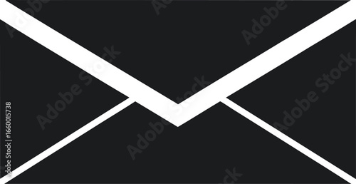 Vector art of black envelope icon representing email and postal communication, a simple graphic symbol for sending and receiving messages