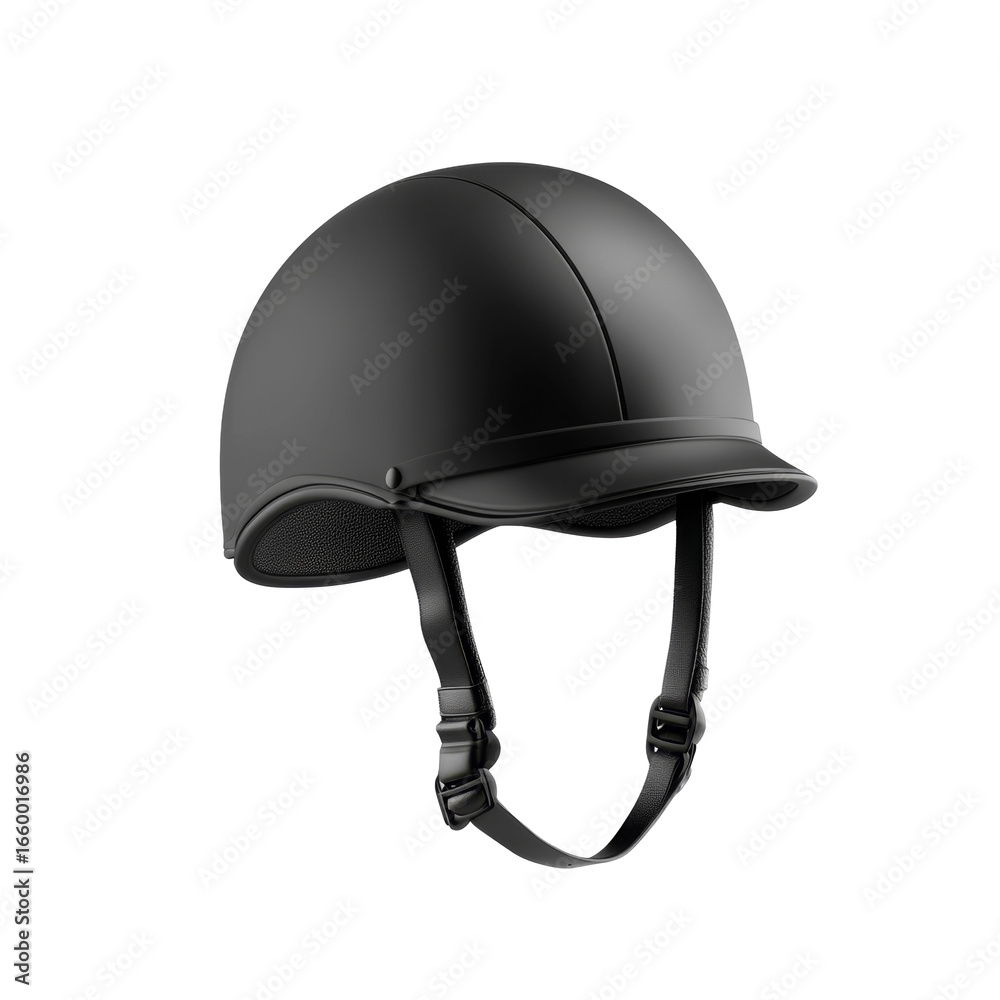 Fototapeta premium Sleek black equestrian helmet with chin strap