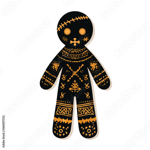 Halloween Voodoo Doll isolated in White background, silhouette Set, Halloween theme, Vector illustration