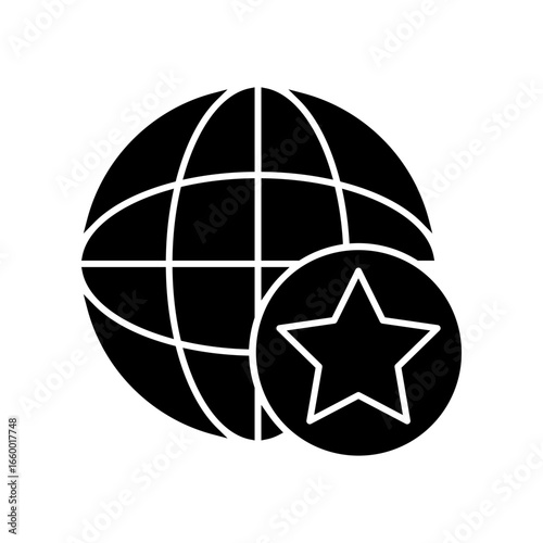 Globe Icon with Star Symbol Representing Global Excellence and Recognition
