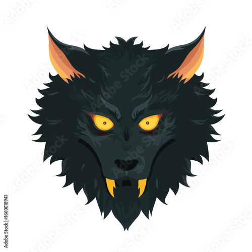 Halloween Werewolf Mask isolated in White background, silhouette Set, Halloween theme, Vector illustration