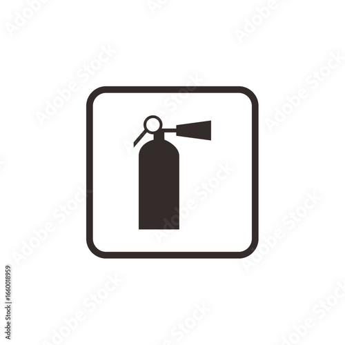 A simple, isolated icon of a fire extinguisher, presented in a square frame.