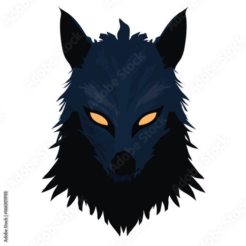 Halloween Werewolf Mask isolated in White background, silhouette Set, Halloween theme, Vector illustration