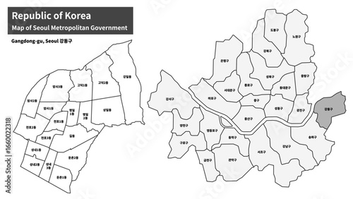 Seoul Gangdong-gu Map - Administrative Districts and Neighborhoods of Gangdong District, South Korea