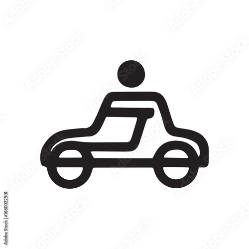 A motorcycle black and white symbol of a person