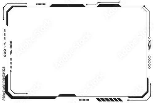 Black control panel abstract modern technology futuristic interface hud ui on white background.