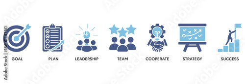 Mission icon set vector illustration concept relate to goal, plan, leadership, team, cooperate, strategy and success