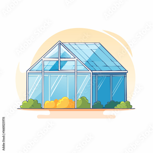 Glass Greenhouse Structure Illustration