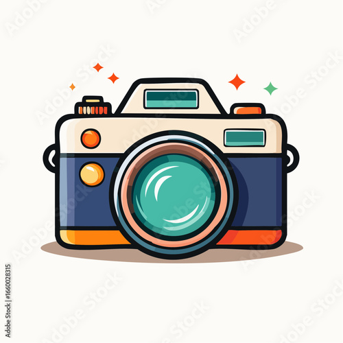 Colorful Retro Pixel Camera Illustration
