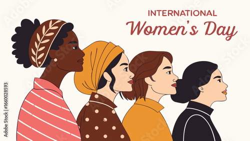 Diverse Women Silhouettes Celebrating International Womens Day.