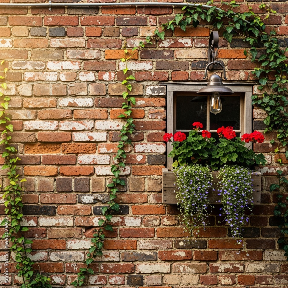 Naklejka premium old brick wall and window