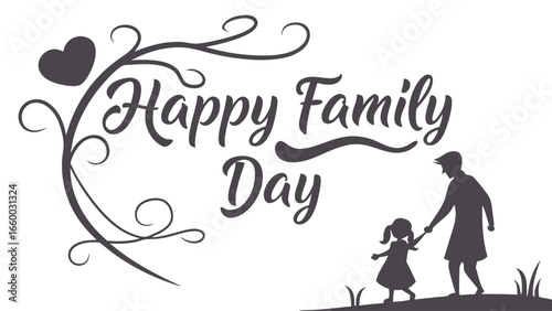Happy Family Day Silhouette of Parent and Child Walking HandinHand.
