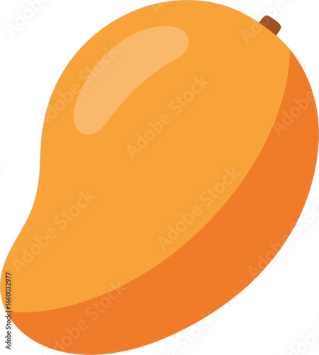 A vibrant digital illustration of a single whole ripe orange mango fruit with a small stem.