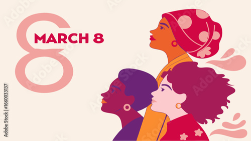 International Womens Day Illustration with Diverse Women.