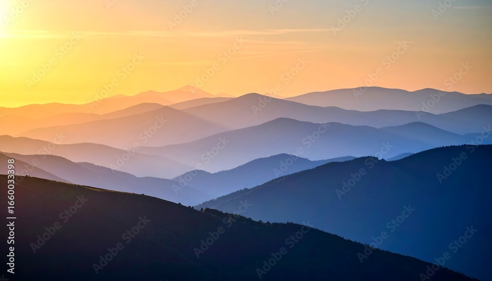 Obraz premium Sunset Mountain Layers Landscape.